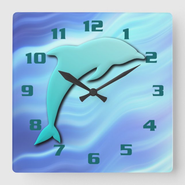 Reloj Cuadrado Salto Dolphin efecto 3D Guay Azul (Anverso)