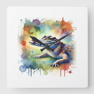 Reloj Cuadrado Saltwater Crocodile 130724AREF103 - Watercolor