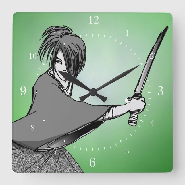 Reloj Cuadrado SAMURAI manga japan (Anverso)