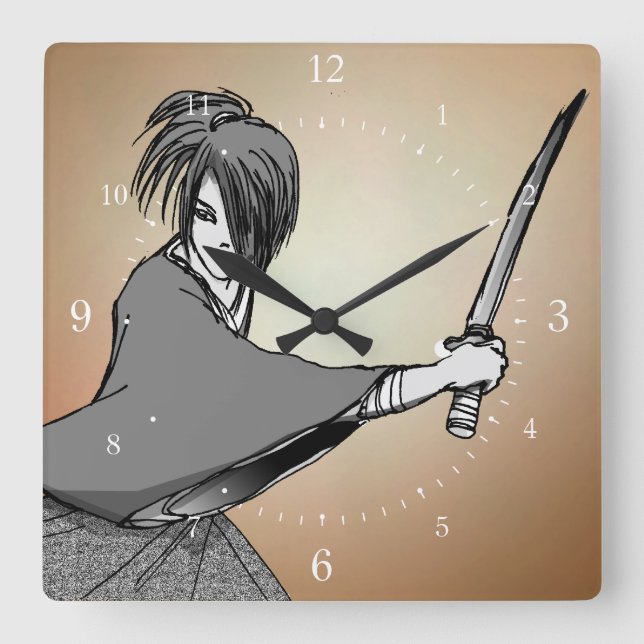 Reloj Cuadrado SAMURAI manga japón (Anverso)