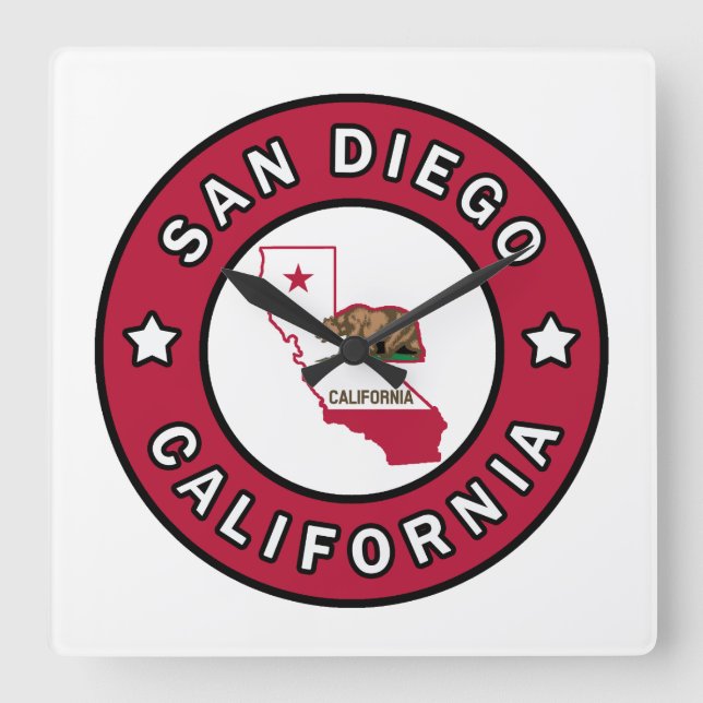 Reloj Cuadrado San Diego California (Anverso)