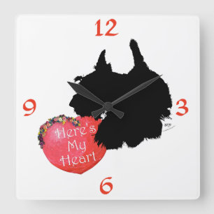 Reloj Cuadrado San Valentín del Terrier Escocés