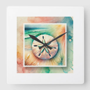 Reloj Cuadrado Sand Dollar in the Light 060824AREF122 - Watercolo