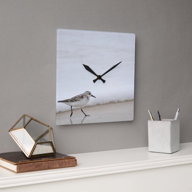Reloj Cuadrado Sandpiper Shorebird Beach House Square Wall Clock (Oficina)