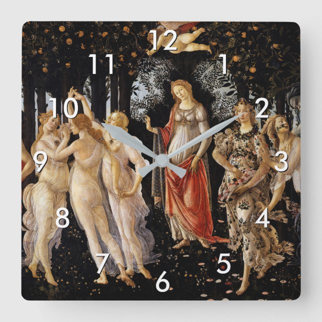 Reloj Cuadrado Sandro Botticelli - La Primavera (Anverso)