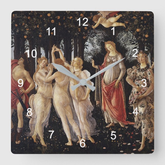 Reloj Cuadrado Sandro Botticelli , Primavera（Spring） スクエア壁時計 (Anverso)