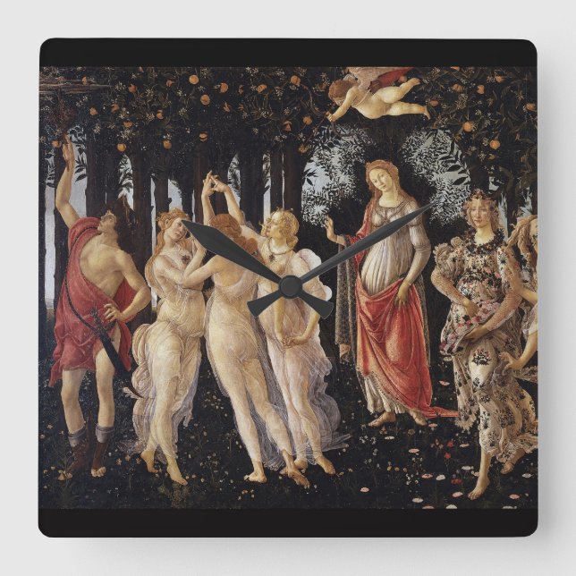 Reloj Cuadrado Sandro Botticelli , Primavera（Spring） スクエア壁時計 (Anverso)