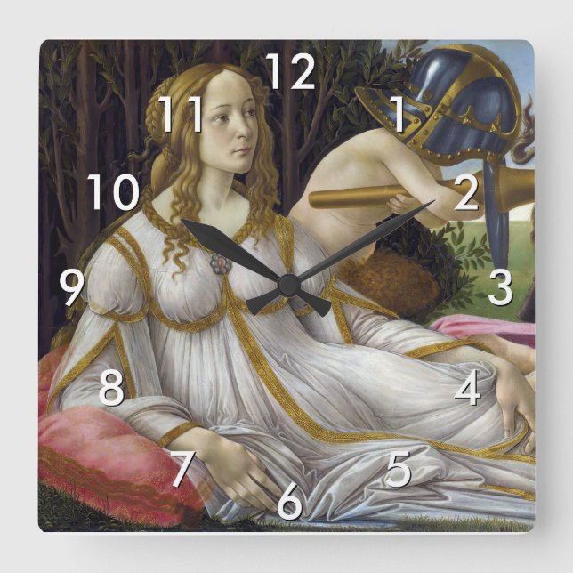 Reloj Cuadrado Sandro Botticelli - Venus and Mars, left side (Anverso)