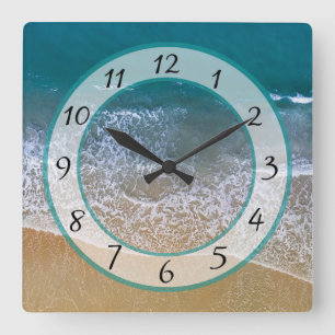 Reloj Cuadrado Sandy Beach Shore Ocean Waves Clock