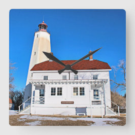 Reloj Cuadrado Sandy Hook Lighthouse, New Jersey Wall Clock
