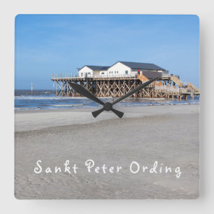 Reloj Cuadrado Sankt Peter Ording House on stilts at the beach