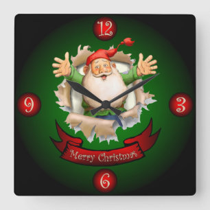 Reloj Cuadrado Santa Breakthrough ~ Merry Christmas Greetings ~