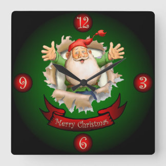 Reloj Cuadrado Santa Breakthrough ~ Merry Christmas Greetings ~