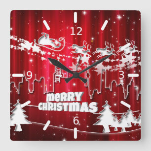 Reloj Cuadrado Santa Claus at work Square Wall Clock