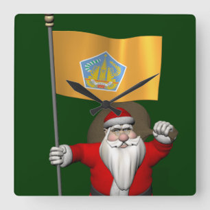 Reloj Cuadrado Santa Claus Con Bandera De Bali