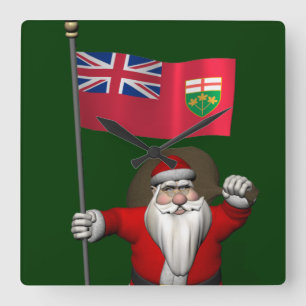 Reloj Cuadrado Santa Claus Con Bandera De Ontario CDN