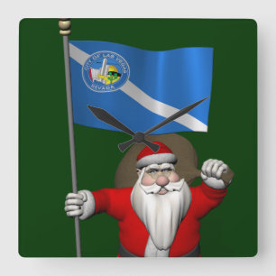 Reloj Cuadrado Santa Claus Con El Diseño De Las Vegas