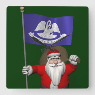 Reloj Cuadrado Santa Claus Con El Diseño De Luisiana