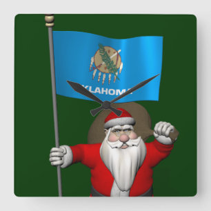 Reloj Cuadrado Santa Claus Con El Diseño De Oklahoma