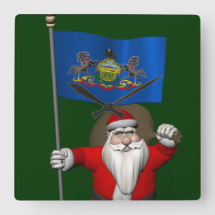 Reloj Cuadrado Santa Claus Con El Diseño De Pensilvania