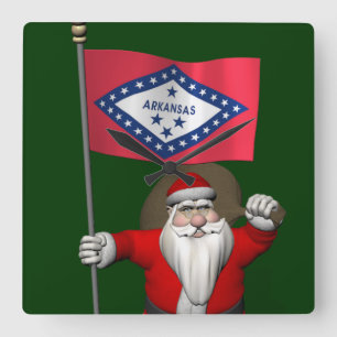 Reloj Cuadrado Santa Claus Con El Fin De Arkansas