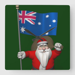 Reloj Cuadrado Santa Claus Con El Fin De Australia