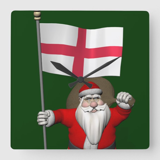 Reloj Cuadrado Santa Claus Con El Fin De Inglaterra (Anverso)