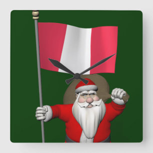 Reloj Cuadrado Santa Claus Con El Fin Del Perú