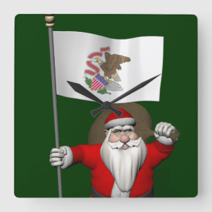 Reloj Cuadrado Santa Claus Con El Firma De Illinois