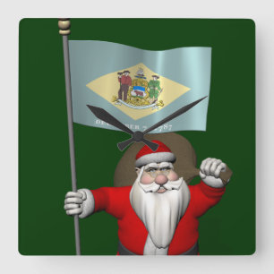 Reloj Cuadrado Santa Claus Con El Firme De Delaware