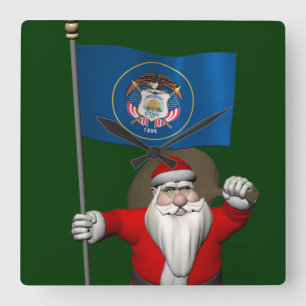 Reloj Cuadrado Santa Claus Con El Firme De Utah