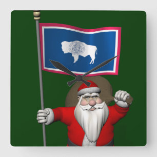 Reloj Cuadrado Santa Claus Con El Firme De Wyoming