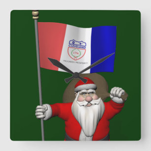 Reloj Cuadrado Santa Claus With Ensign Of Cleveland