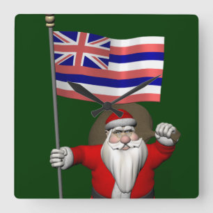 Reloj Cuadrado Santa Claus With Ensign Of Hawaii