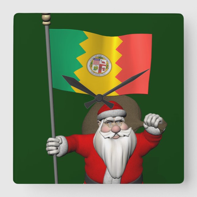 Reloj Cuadrado Santa Claus With Ensign Of Los Angeles (Anverso)