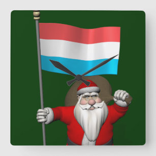 Reloj Cuadrado Santa Claus With Ensign Of Luxembourg