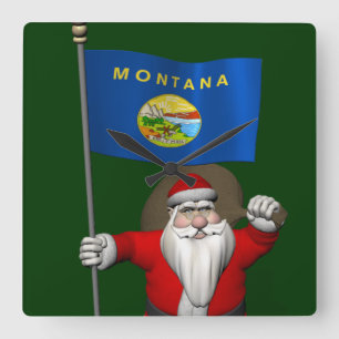 Reloj Cuadrado Santa Claus With Ensign Of Montana