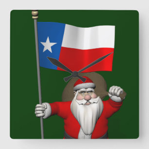 Reloj Cuadrado Santa Claus With Ensign Of Texas