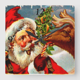 Reloj Cuadrado Santa con el reno
