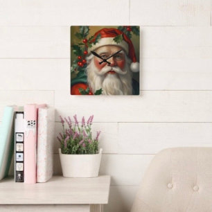 Reloj Cuadrado Santa con muérdago