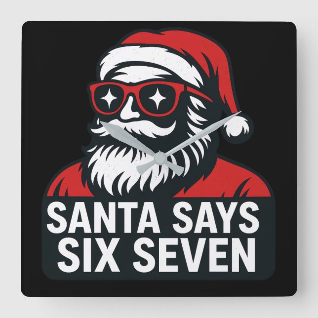 Reloj Cuadrado Santa says six seven - christmas humor  (Anverso)