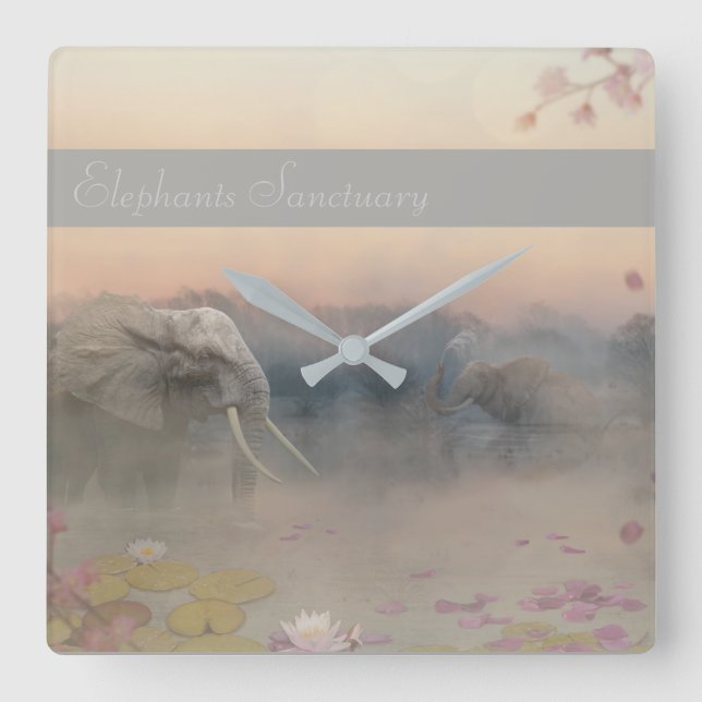 Reloj Cuadrado Santuario de los elefantes (Anverso)