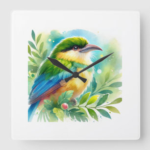 Reloj Cuadrado Sapayoa bird 110924AREF124 - Watercolor