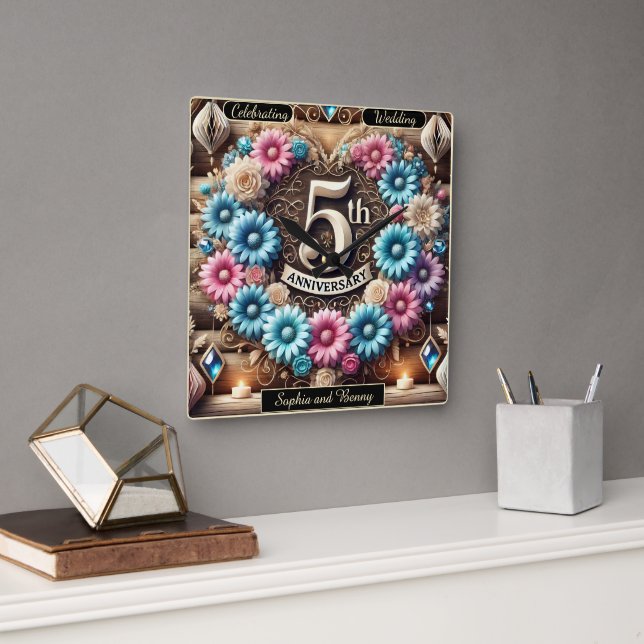 Reloj Cuadrado Sapphire Glow: Reflexión del 5º aniversario (Oficina)