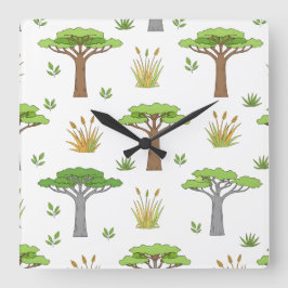 Reloj Cuadrado Sauvanna Arbres et Poussins Africains