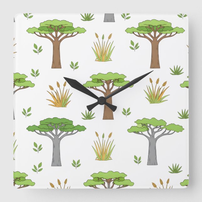 Reloj Cuadrado Sauvanna Arbres et Poussins Africains (Anverso)