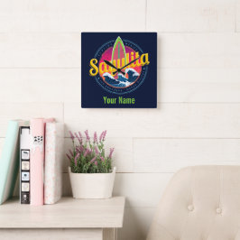 Reloj Cuadrado Sayulita México Surfer Vintage Wave Sunset Bigwave