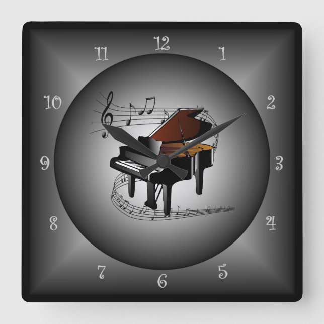 Reloj Cuadrado ~Scale~ musical del globo del ~ del instrumento (Anverso)