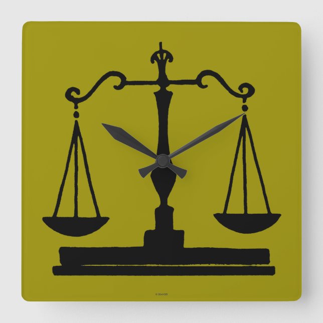 Reloj Cuadrado Scales Of Justice (Anverso)
