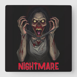 Reloj Cuadrado Scary Vampire escalofriante Chica Zombie